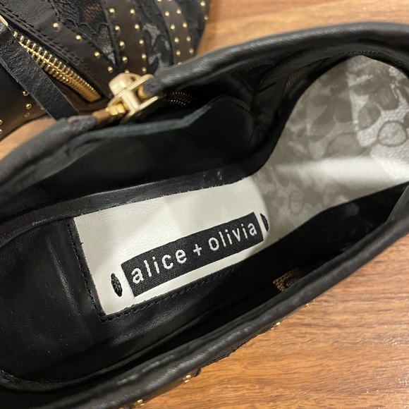 Alice + Olivia Calissa Studded Heel Lace Ankle Booties Pointed Toe Women’s sz 8 - Picture 11 of 14